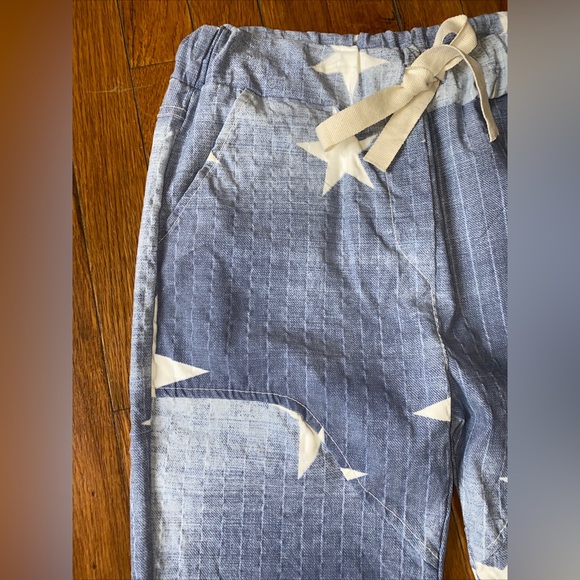 NWT Venti6 Italy Rare Blue White Stars Stripe Textured Skinny Thin Pants Size S - Picture 13 of 15